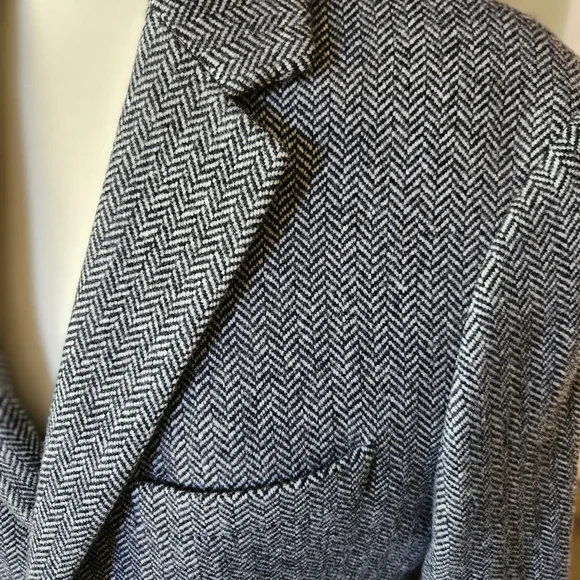 Grey Herringbone Men’s Wool CoatItalian Fabric by Mario Bellucci